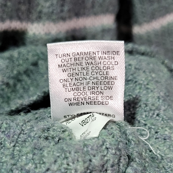 Freshman 1996 Women's Green Striped Pullover Wide Sleeve Oversized Sweater XS 🐈 - Picture 10 of 11